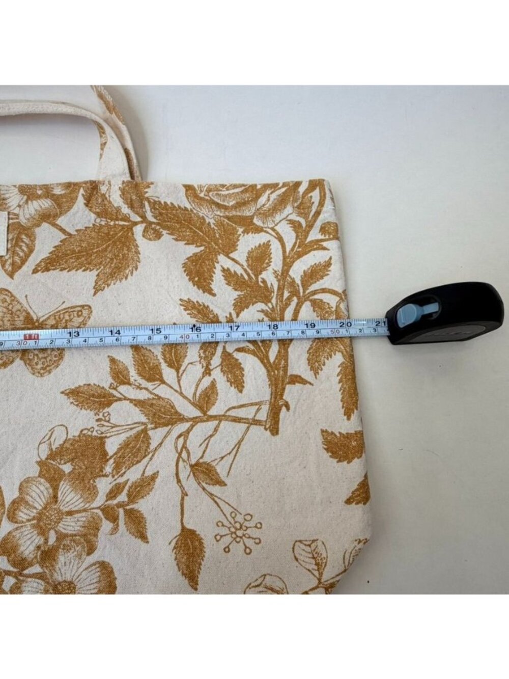 Sézane Organic Cotton Canvas Tote Bag Floral Butterfly Dragonfly Green Yellow - Picture 7 of 8